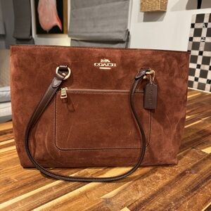 Coach Rich Brown Suede Tote Bag
